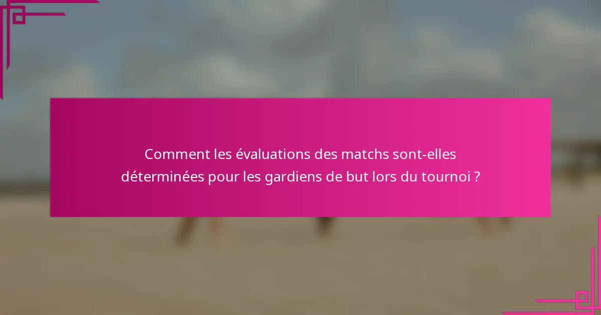 Comment les évaluations des matchs sont-elles déterminées pour les gardiens de but lors du tournoi ?
