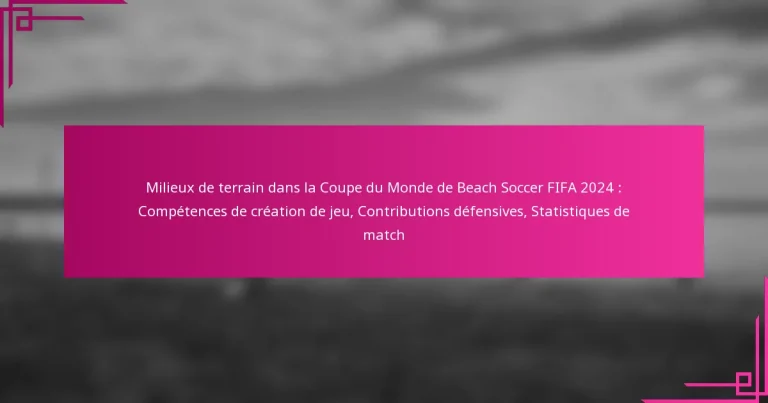 Milieux de terrain dans la Coupe du Monde de Beach Soccer FIFA 2024 : Compétences de création de jeu, Contributions défensives, Statistiques de match