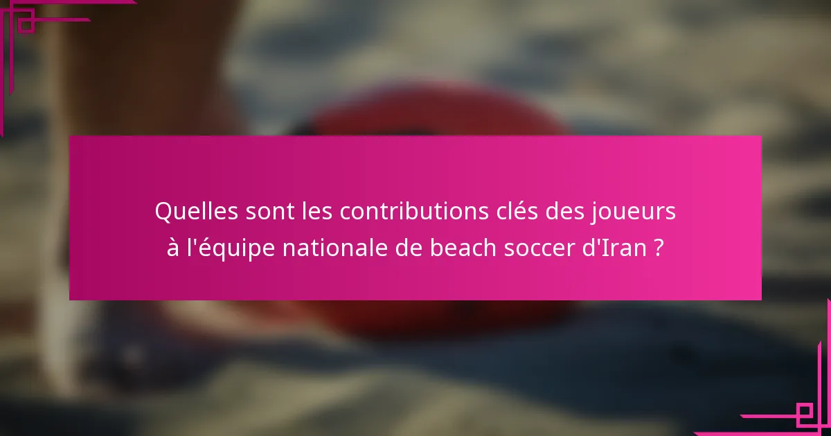 Quelles sont les contributions clés des joueurs à l'équipe nationale de beach soccer d'Iran ?